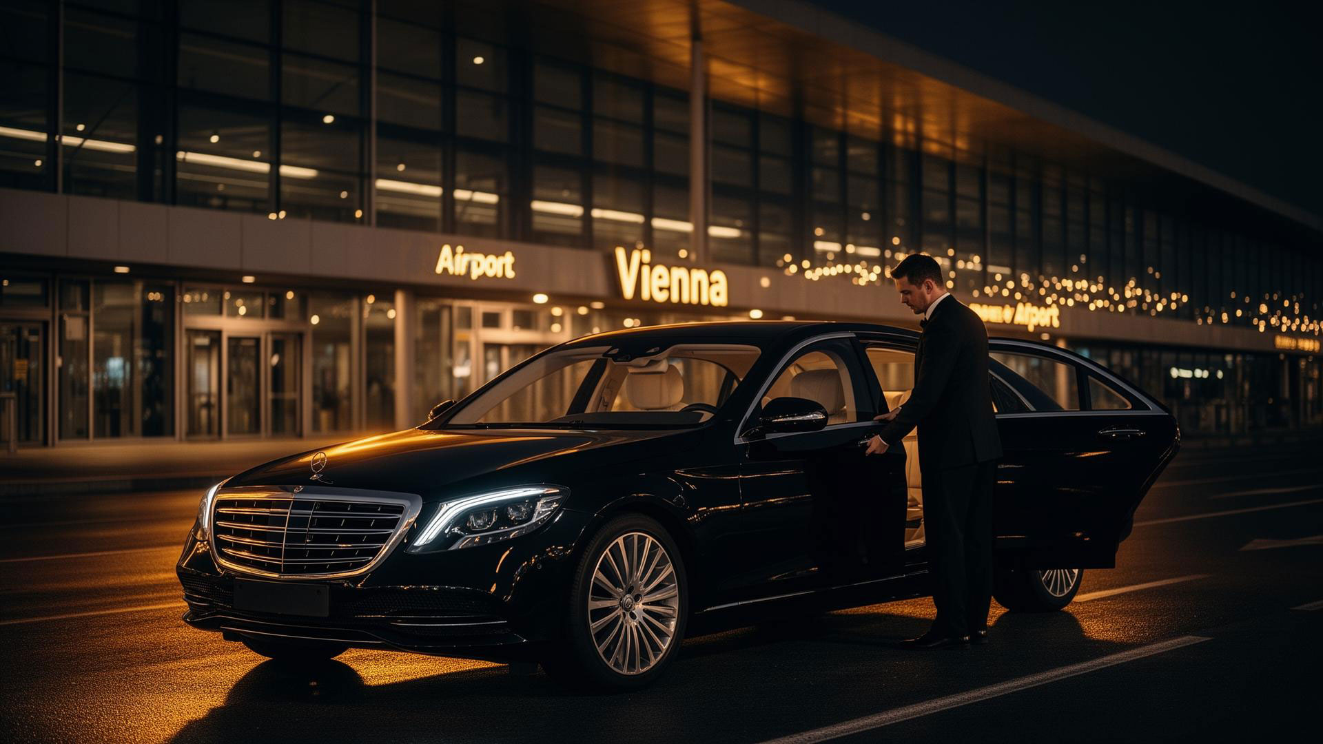 VIP Limousine vor dem Flughafen Wien